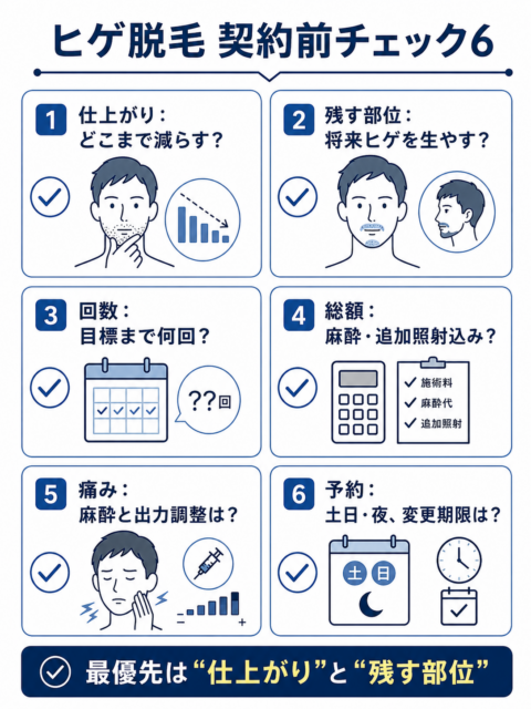 ヒゲ脱毛の契約前チェック6項目