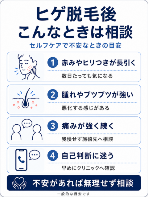ヒゲ脱毛後-赤み痛み-クリニック相談の目安