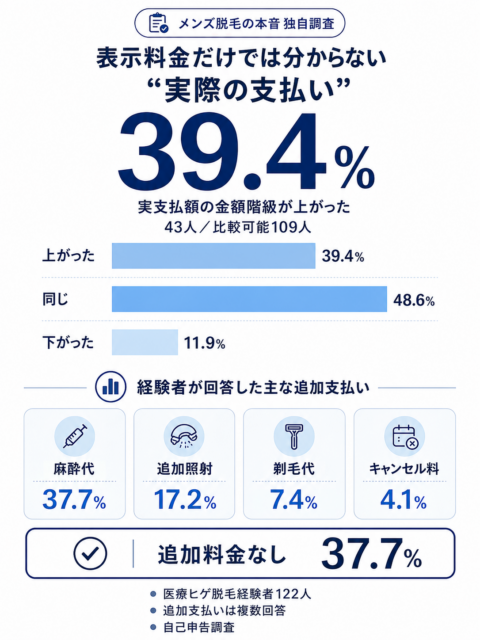 メンズ脱毛独自調査_実支払額と追加費用